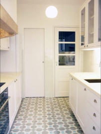 mosaico hidráulico padrão Geo aplicado numa cozinha em Lisboa