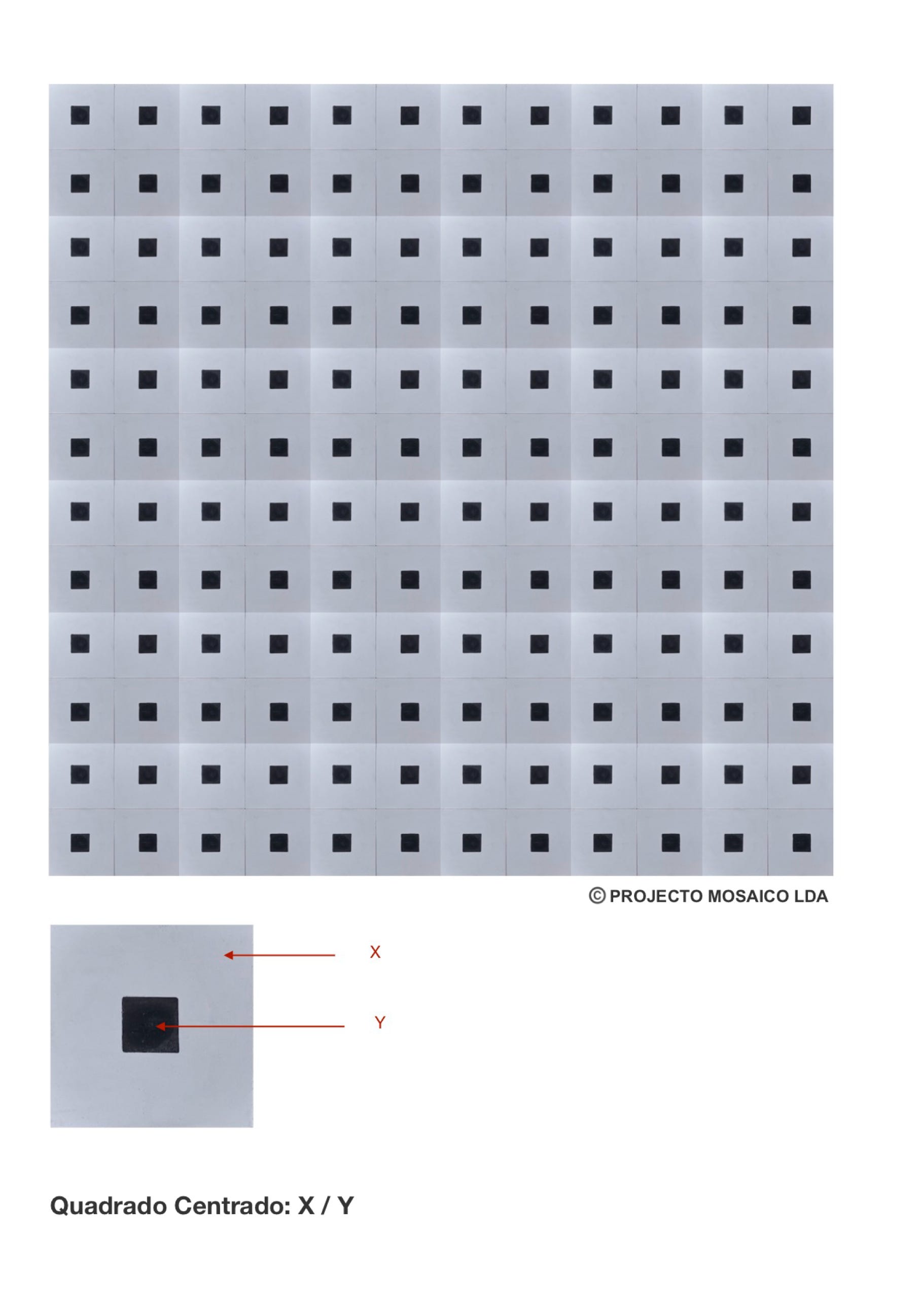 illustração de aplicação do mosaico hidráulico ref: Quadrado Centrado
