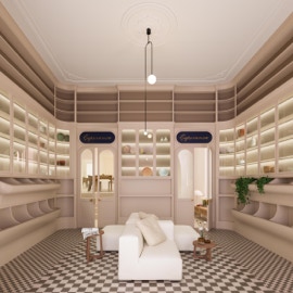 mosaico hidraulico com o padrão Quadrados e Quadrados P aplicado no pavimento de uma casa em Lisboa num projecto da autoria do Appleton Domingos Arquitectos