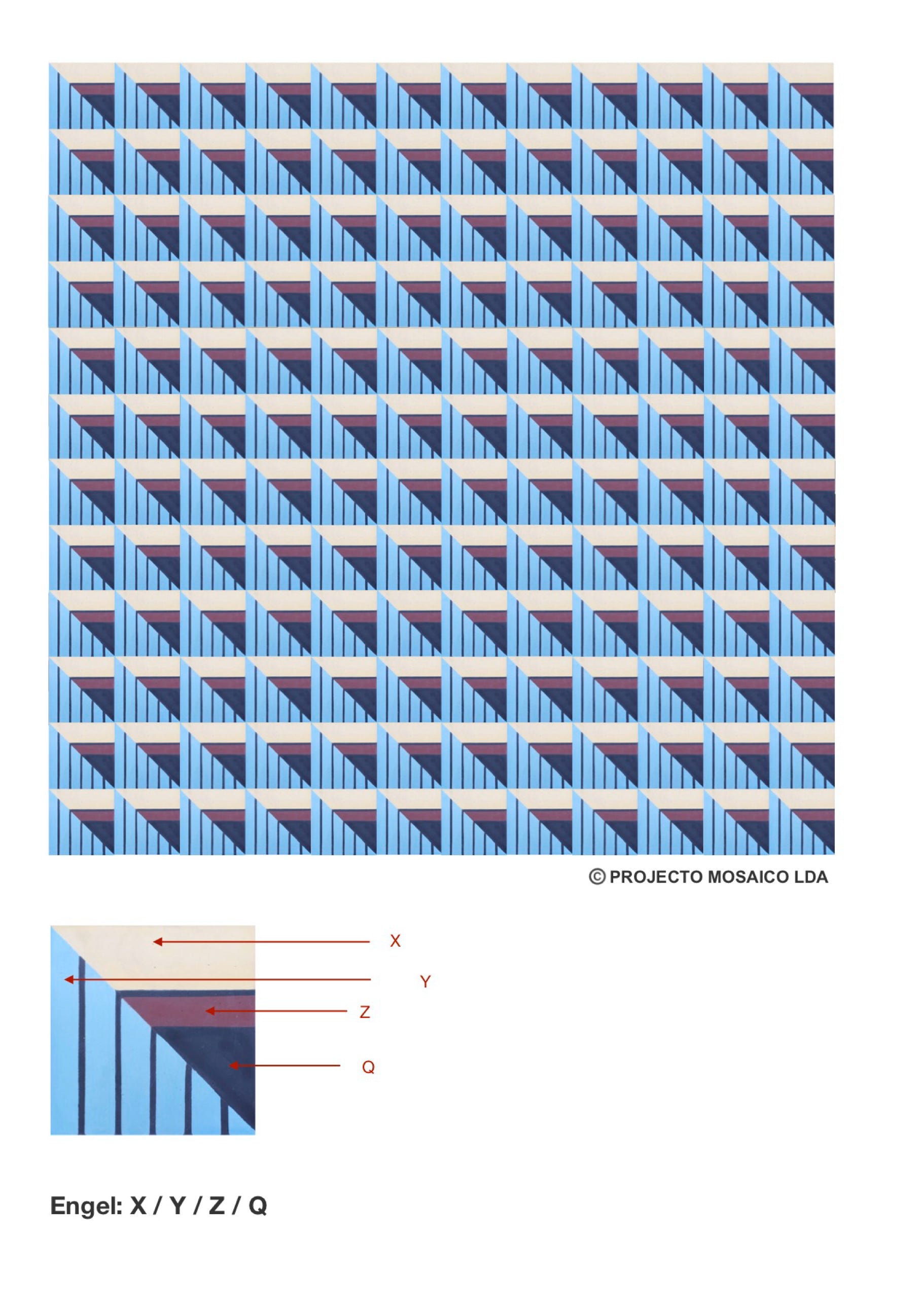 illustração de aplicação do mosaico hidráulico ref: Engel