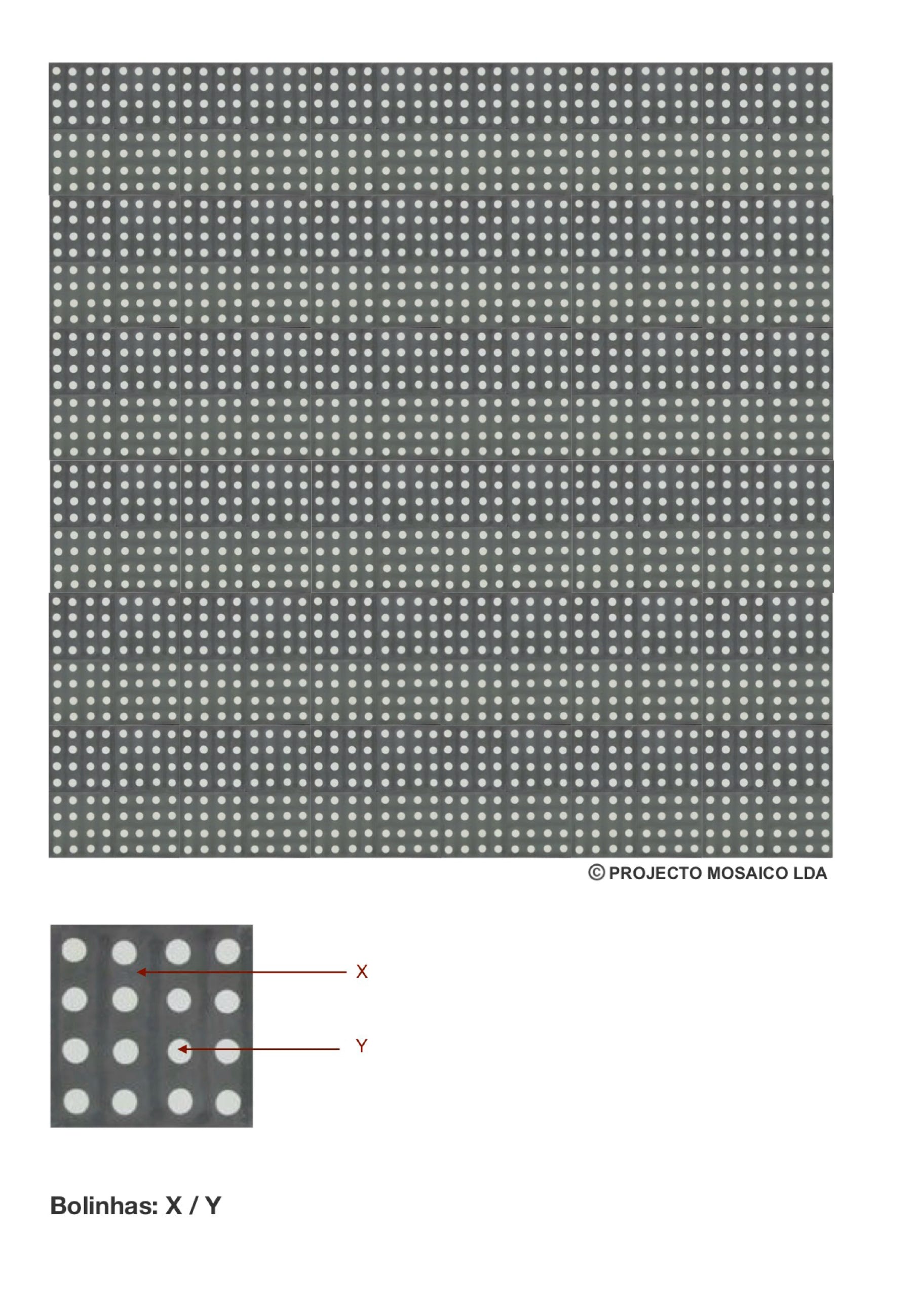 illustração de aplicação do mosaico hidráulico ref: Bolinhas