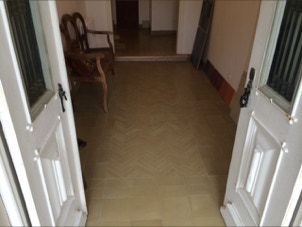 mosaico hidráulico aplicado em herringbone no showroom da Projecto Mosaico em Sintra