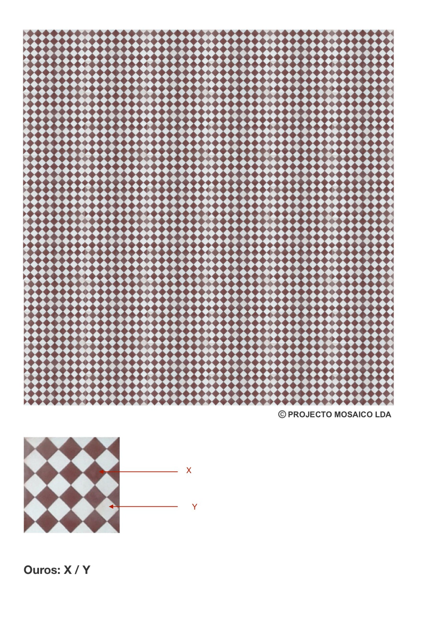 illustração de aplicação do mosaico hidráulico ref: Ouros